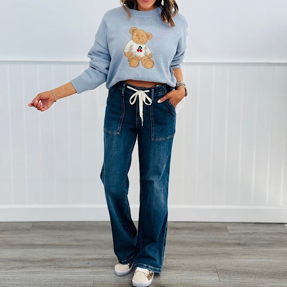 🍒BOGO50%🍒 🆕💙JUDY BLUE: Darling Drawstring Wide Leg Jeans SIZE 9/29
